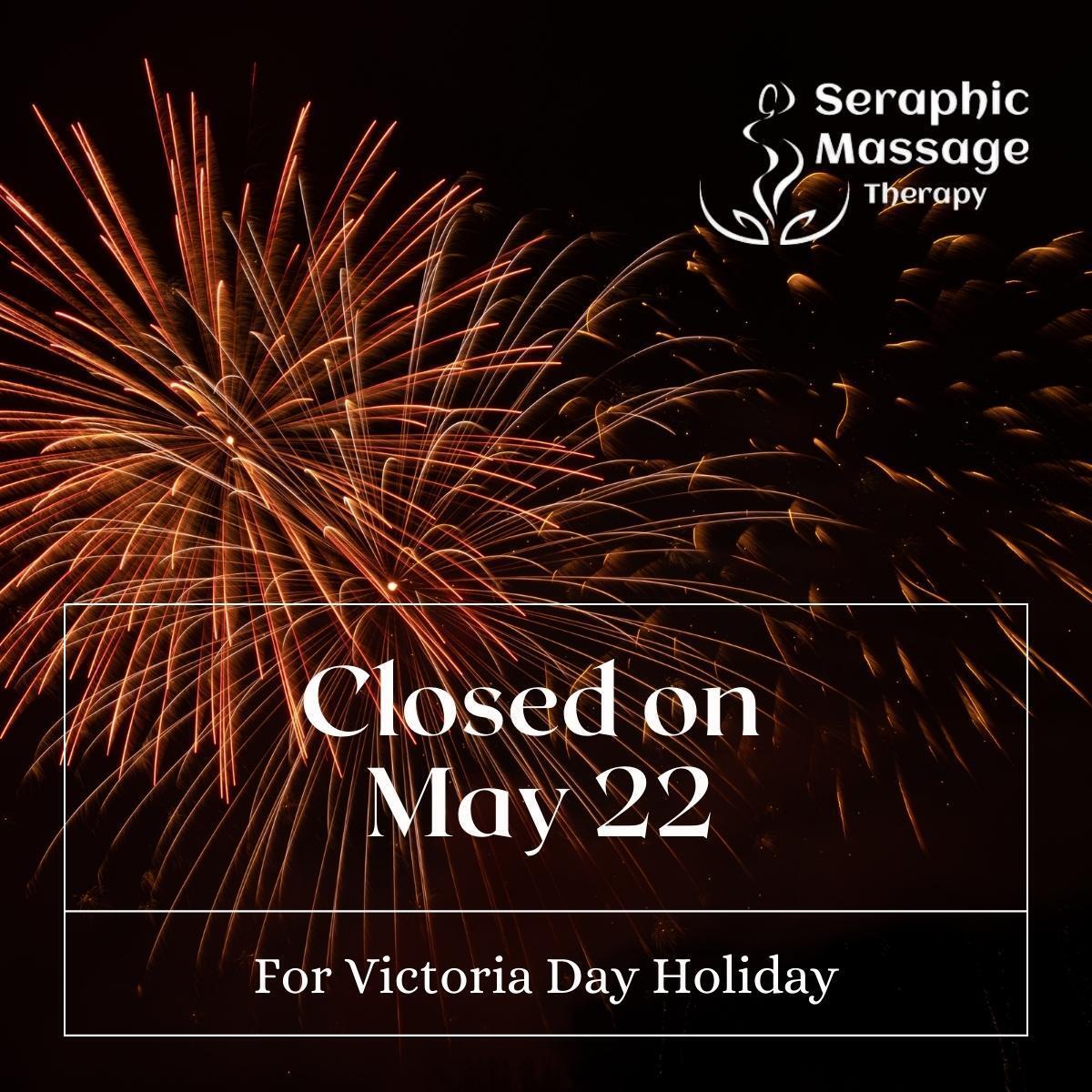 Just a friendly reminder that we will be closed for the Victoria Day holiday on May 22. Book your appointment now!

seraphicmassage.com

#RMT #massagetherapy #stressrelease #treatyourselftohealth #roncesvalles #parkdale #torontoRMT #brocktonvillage #the6ix #collegestreet #Jun