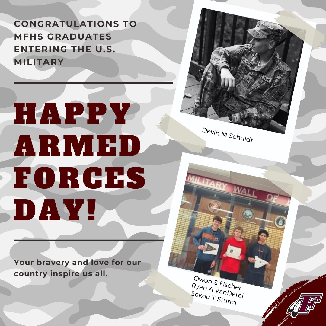 Falls Schools celebrates Armed Forces Day by honoring 2023 MFHS seniors who will enter the U.S. Military after graduation. Thank you for your dedication to serve. #FallsPride #ArmedForcesDay