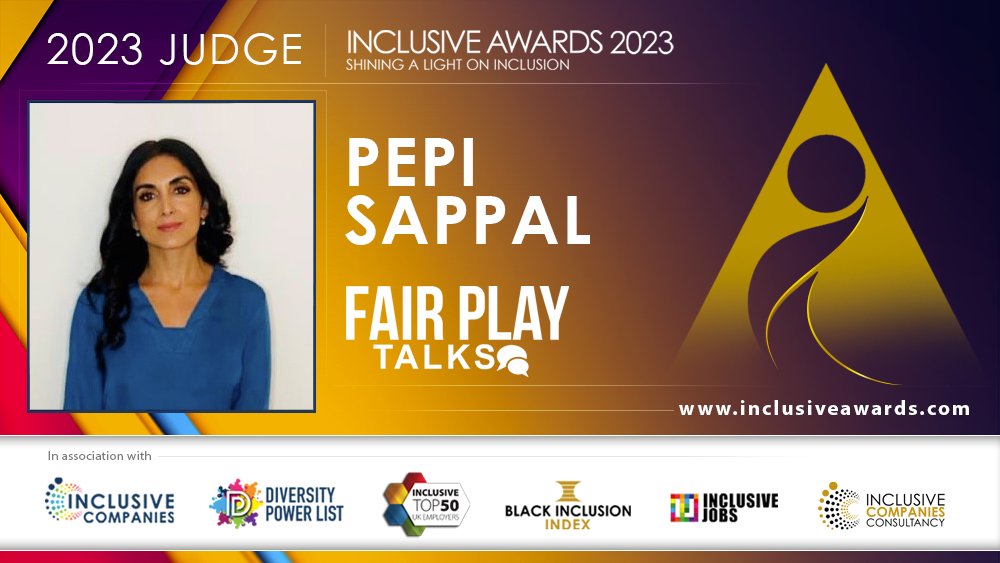 💫 #INCLUSIVEAWARDS2023 JUDGES SPOTLIGHT! ✨

We're delighted to have Pepi Sappal on the #IA23 judging panel!

Fair Play Talks’ @fairplaytalks Founder and Director @PepiSappal has a long history of writing on diversity, equity and inclusion.

MORE: ow.ly/97jO50OnXx1