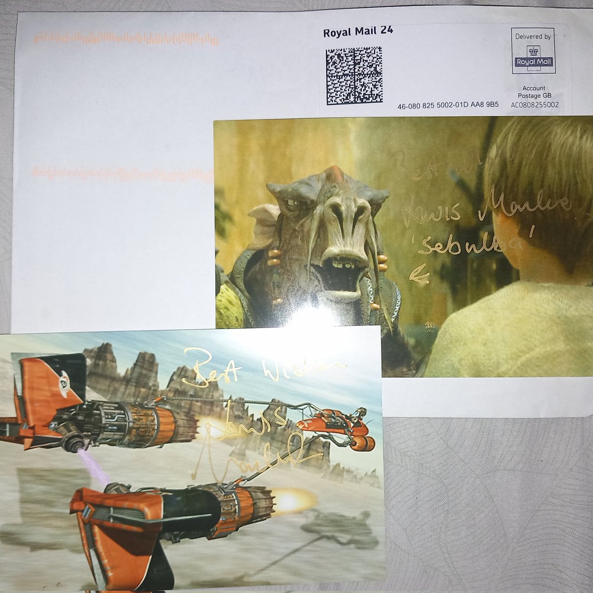 Wow- I sent the brilliant <a href="/lewismacleod/">lewis macleod</a> some fan mail and photos for signing in February 2005- received them back today after 18 years! What a massive surprise and wonder what happened to them after all this time- Thank you! 😁✍️🗣