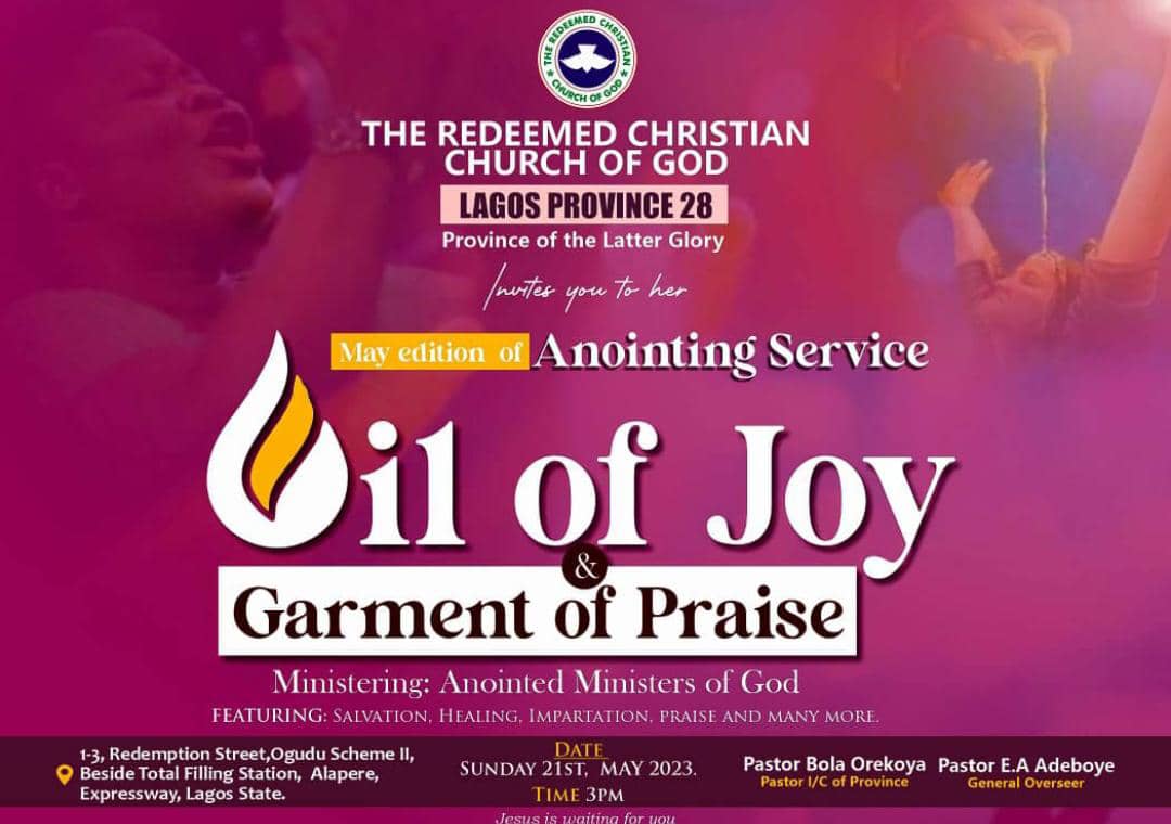You're all invited to join us tomorrow @Rccgttarena church of first born and province of latter glory alapere beside total gas station