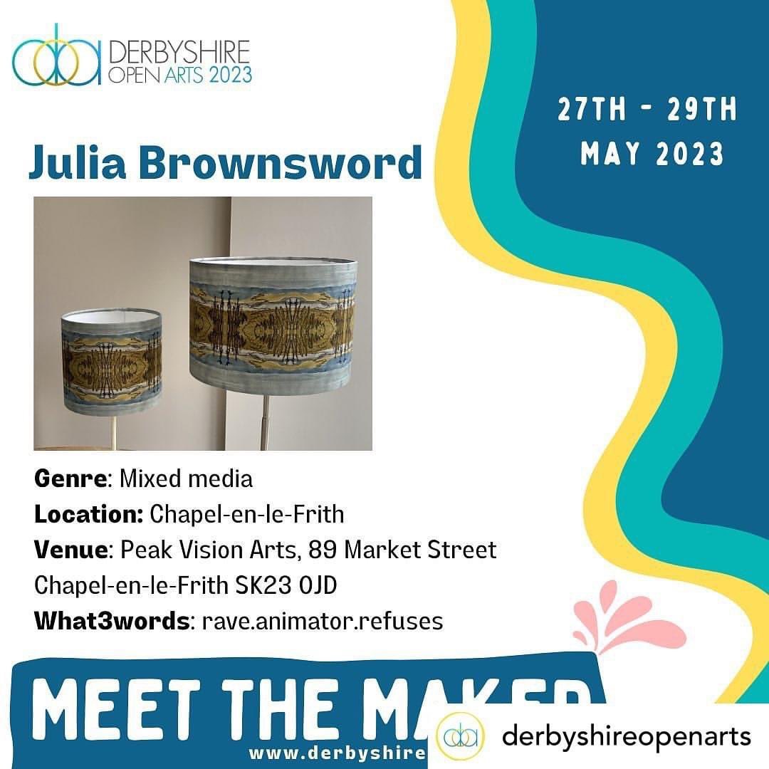 Number four in our member posts on @DerbyshireOArts account. Exactly one week until we open our doors.   @juliabrownsword.design has a wonderful collection of designed lampshades for you to browse. 
#derbyshireartists #derbyshireopenarts #derbyshireart #peakdistrict