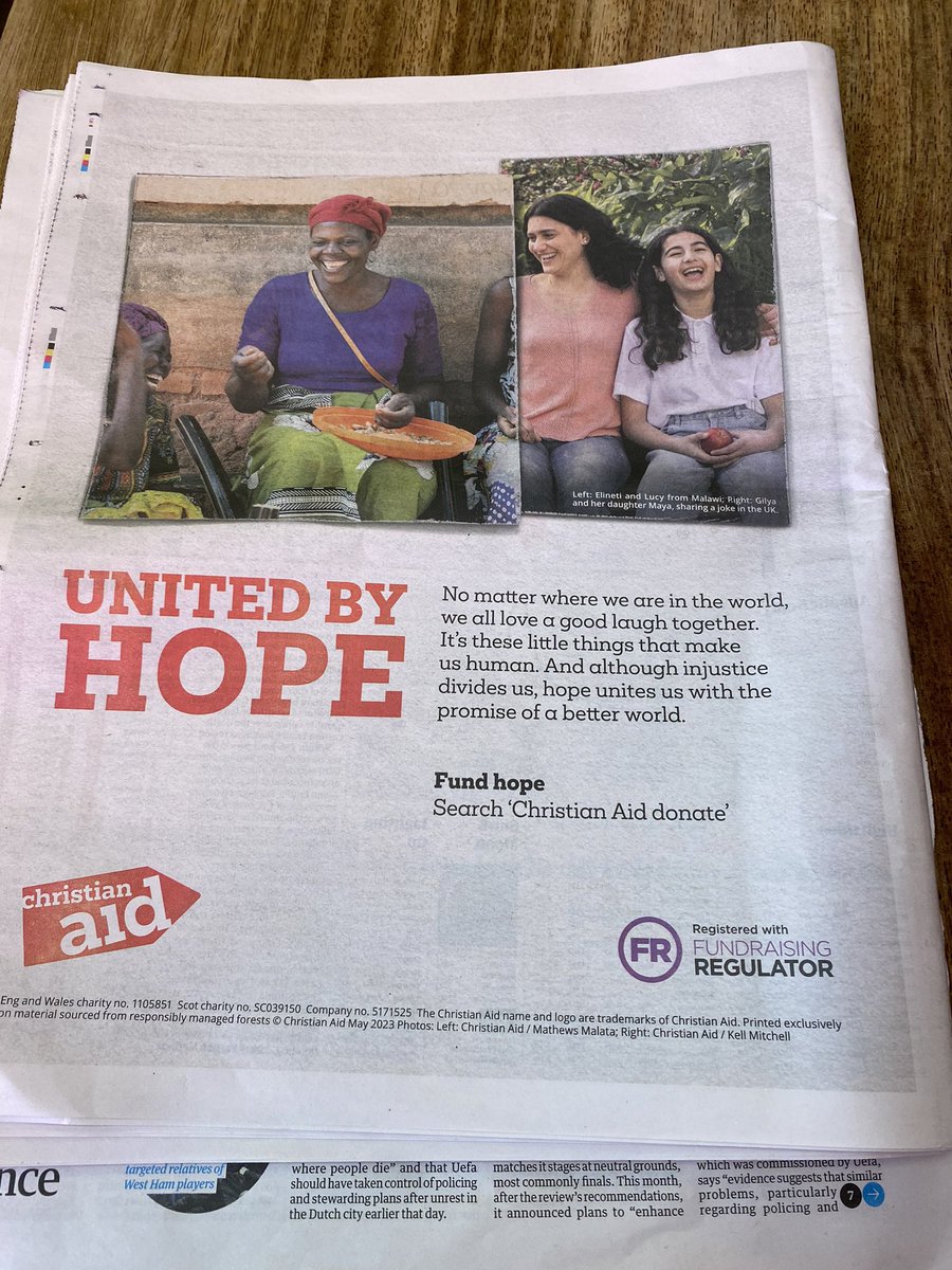 As Christian Aid week comes to an end, kudos to the comms team @christian_aid for its inspiring tagline ‘united by hope.’ Words matter. #CAWeek #unitedbyhope