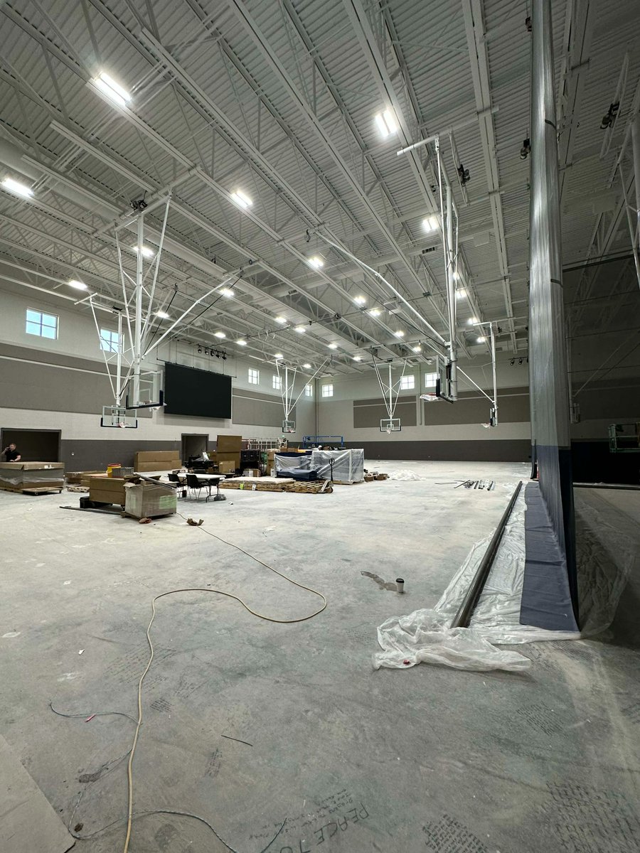 GraceChurchBath's tweet photo. Lights in! Hoops are up! The new building is coming together fast! We are getting super excited! We cannot wait to share Jesus with our community through this space! https://t.co/oKwURCKPep