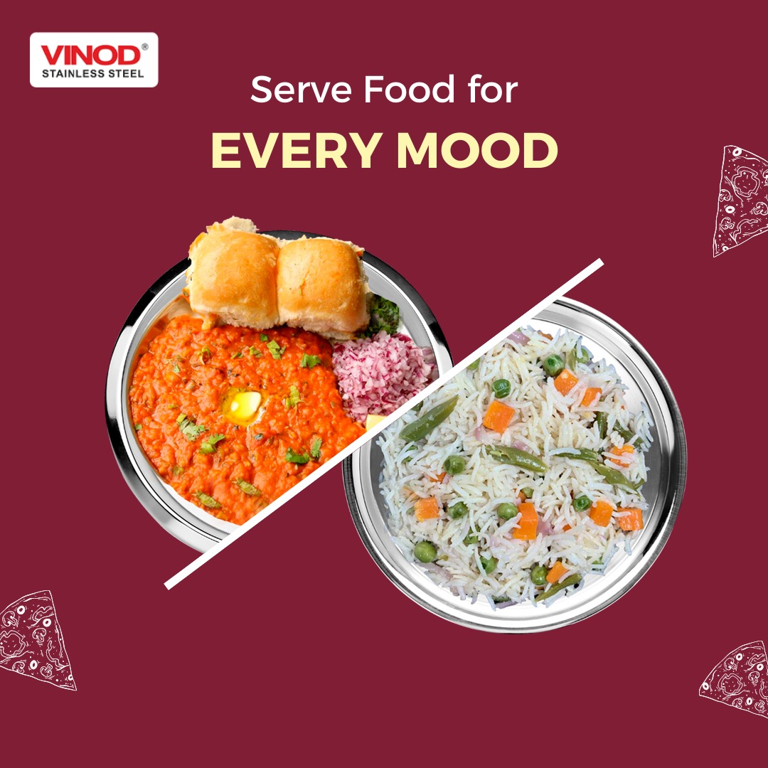 What's your favorite? Desi or Continental?
Whatever be your choice! Serve it on Vinod Stainless Steel Serveware and enjoy!
Shop now: bit.ly/3zf2h2F

#Vinod #stainlesssteel #serveware #foodie #foodies #loveforlove #lovegoodfood #food #steelplate #plate #plates #thali