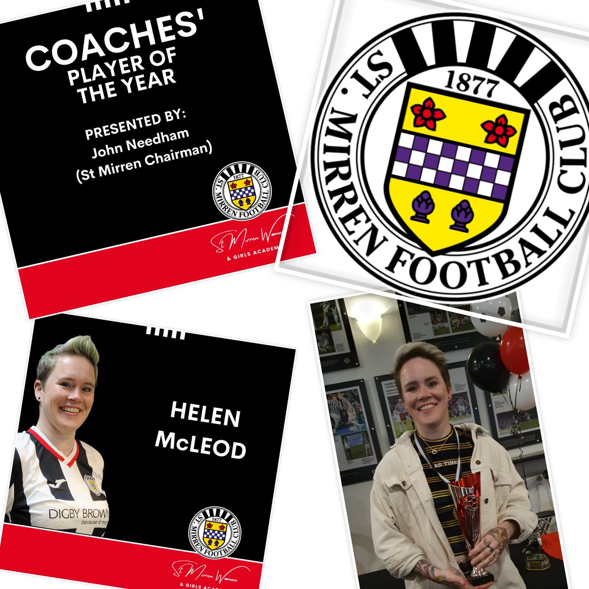 🐼SMWFC POTY AWARDS
Coaches' Player of the Year.
Congratulations to Helen McLeod ... what a season!
#swfleagueone #OurStMirren #smwfc2023poty