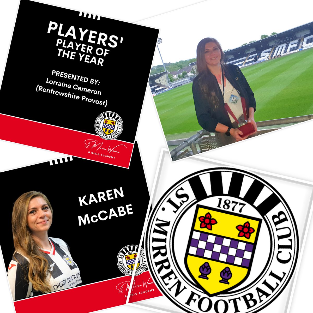 stmirrenwfc's tweet photo. 🐼SMWFC POTY AWARDS
Players' Player of the Year.
Congratulations to our captain Karen McCabe... you've had a great season!
#swfleagueone #OurStMirren #smwfc2023poty https://t.co/o2UO2lC29F
