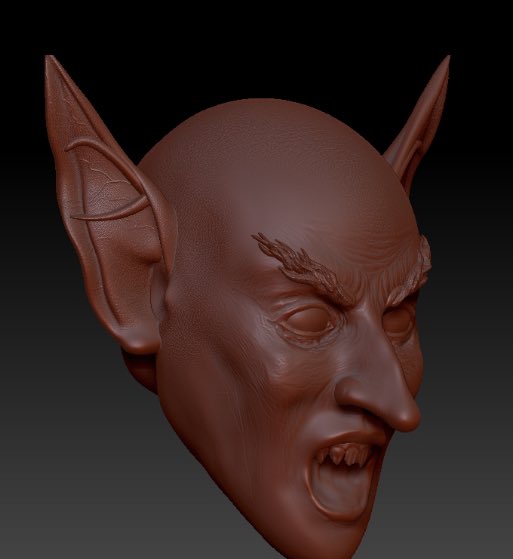 Progress shots on a lesser demon head