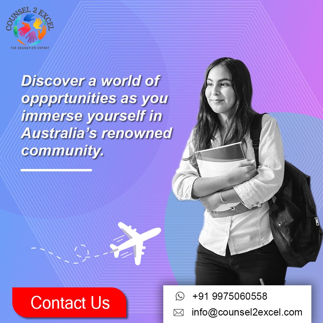 counsel2excel's tweet image. A world of opportunities waiting to be discovered in Australia's renowned communities
Get in touch with our counsellors for further details
 
#counsel2excel #australiastudyabroad #studyinaustralia #studyabroadconsultants #studyabroad #australiancommunity #australiancommunities