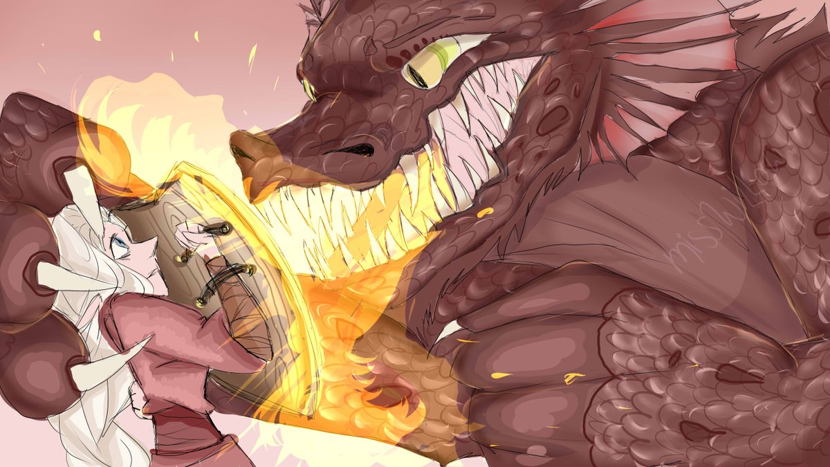 I still LOVE this picture I made! I tried so hard to capture emotion and fear :) #art #digitalart #dragon #illustration #drawing #doodle #scaryart #firedragon #graphicdesign