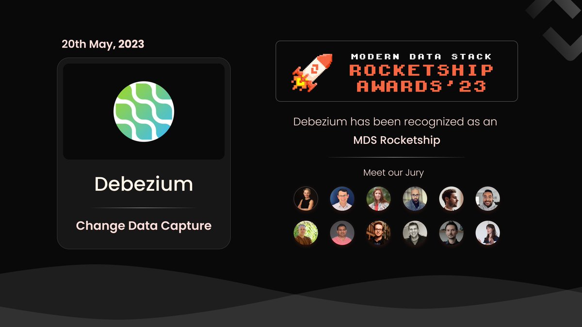 🚀 Ladies and gentlemen, get ready to blast off into celebration as we present the 🏆 Rocketship Award to @Debezium for their mind-blowing achievements in the category of Change Data Capture! 🎉 Congratulations to the team at @Debezium 🌟
moderndatastack.xyz/awards