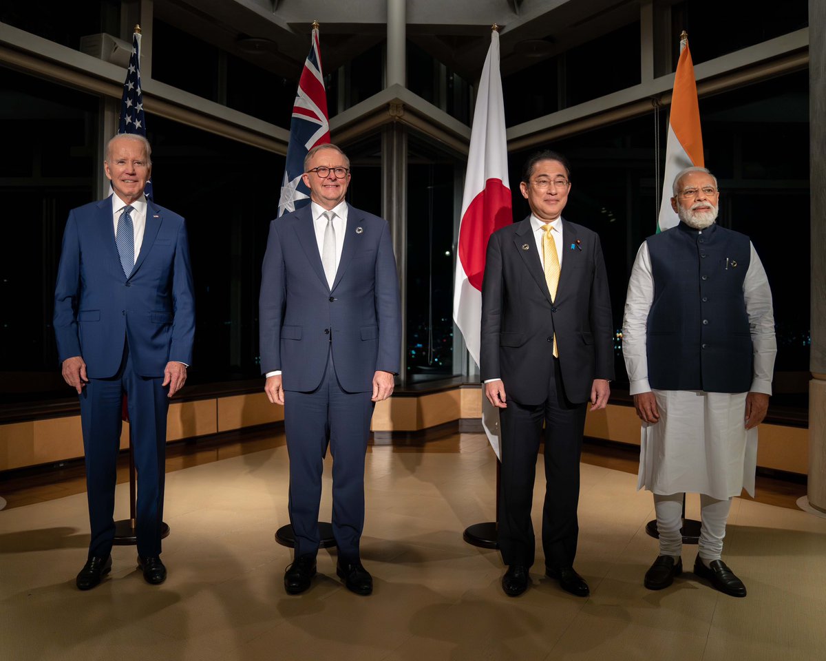 I am proud to stand with my Quad partners in Hiroshima today. Together we will seize the opportunities ahead of us, and use our collective strengths to meet the challenges we face.  @POTUS @kishida230 @narendramodi