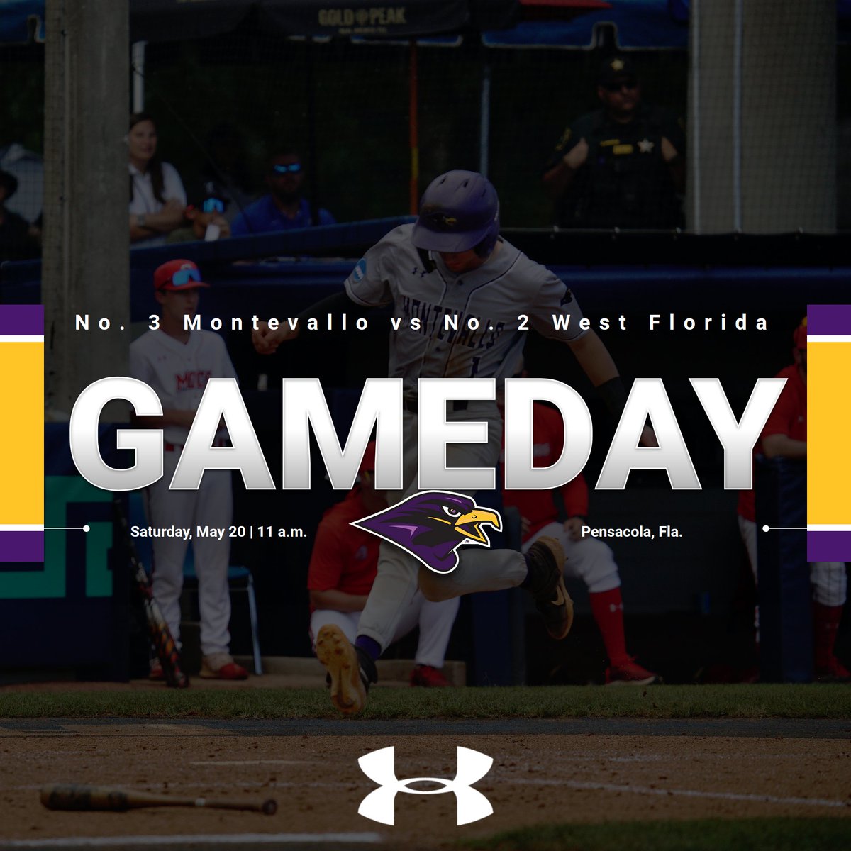GAME. DAY. ‼️

Win or go home
<a href="/UMoTownBaseball/">Montevallo Baseball</a>

🆚 West Florida
 📍 Pensacola, Fla. 
⏰ 11 a.m.
📊bit.ly/42O3YA4 
💻bit.ly/3MCNqoR
🎟️bit.ly/41P11Op