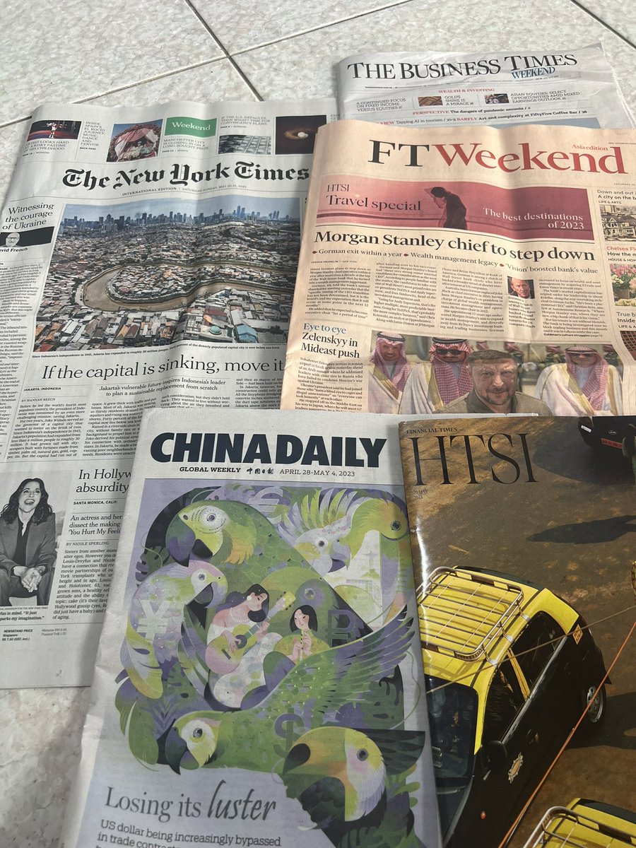 My weekend reads <a href="/nytimes/">The New York Times</a> <a href="/ftweekend/">FT Weekend</a> and others. Happy Weekend