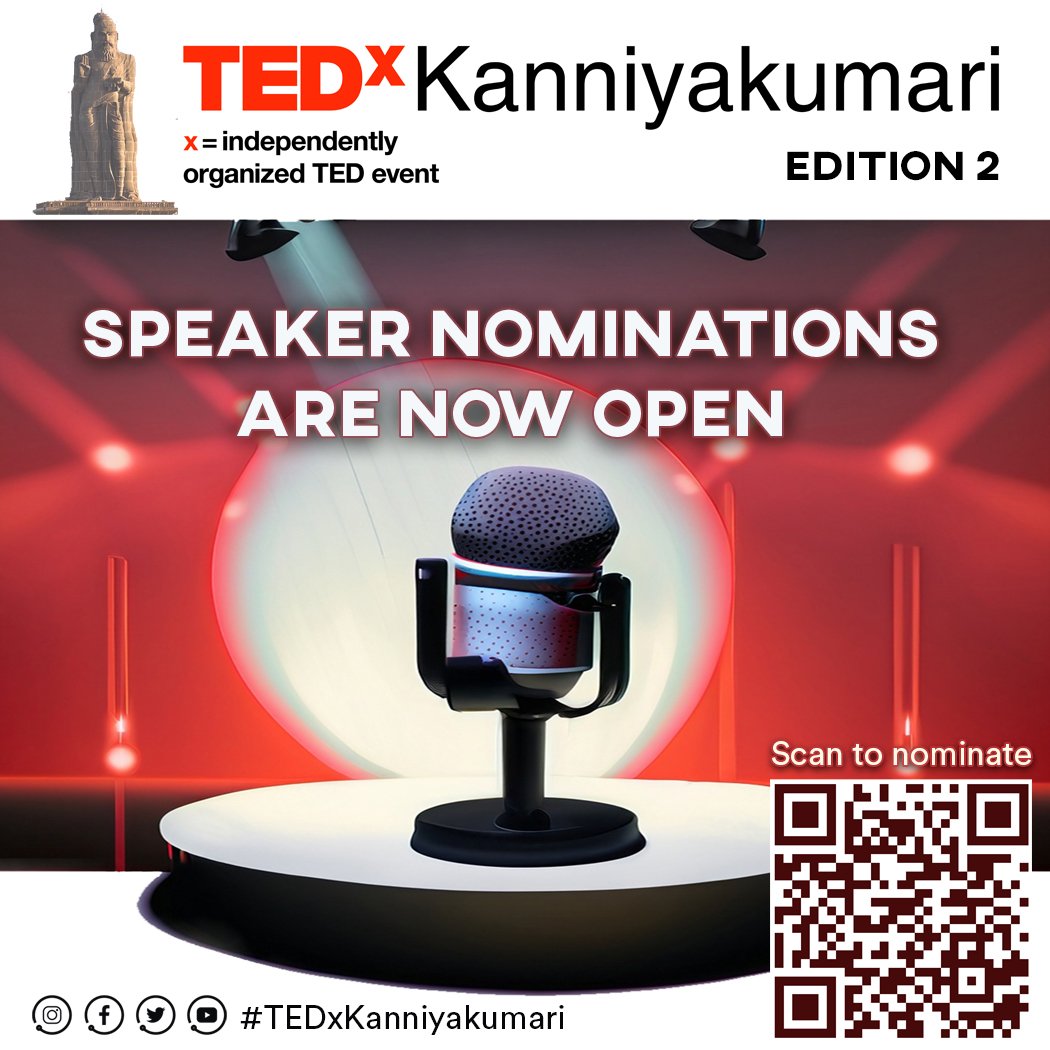 🌟 Calling all innovators, change makers!!!! TEDxKanniyakumari 2023 wants YOU! 🎤 Nominate yourself or someone inspiring to share groundbreaking ideas and stories that shape the future. 🗣️ Join us in spreading #IdeasWorthSharing. #TEDxKanniyakumari2023
forms.gle/Lqv6DykwoHeTNd…