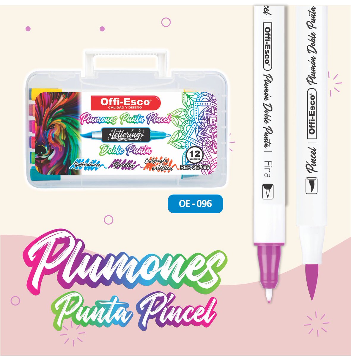 OffiEsco's tweet image. ¡Descubre la magia de la #creatividad con nuestros #plumones punta #pincel #Offiesco ! Su punta fina y punta pincel te permiten trazar desde las líneas más precisas hasta #suaves y continuas pinceladas. ¡Desata tu #imaginación y crea #artes únicos! #ExigeElOriginal #Arte