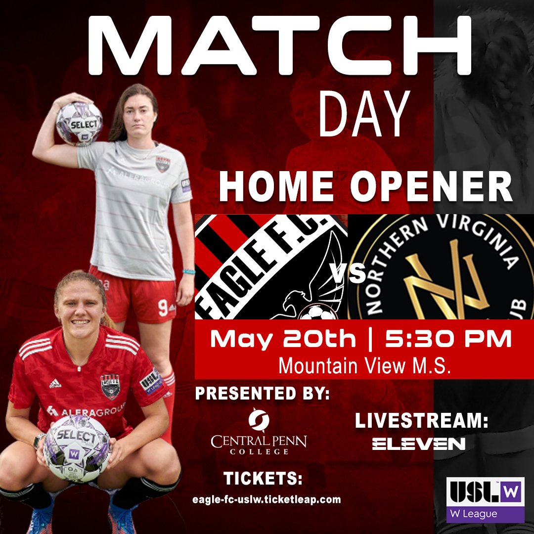 🔥 MATCH DAY! Our @uslwleague Season / 🏠 Opener is finally here! Free for ALL Eagle FC Youth Players.  

Dickeys BBQ of Mechanicsburg and Brusters of Etters will be onsite with great food!

📍 Mechanicsburg, PA
🏟 Mountain View M.S. Turf
⏱ 5:30 PM EST
🆚 @novafc_98
🎟️ $7