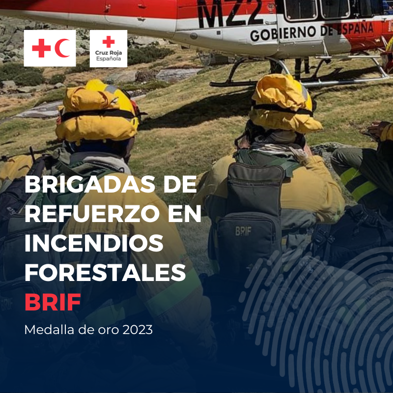 CruzRojaEsp's tweet photo. Gracias por vuestro trabajo durante 2022, tan intenso como todos los años y merecedor de la  #MedallaDeOroCruzRoja. Es un honor para nuestra sociedad contar con las Brigadas de Refuerzo en Incendios Forestales de @mitecogob https://t.co/KJq17389Yj