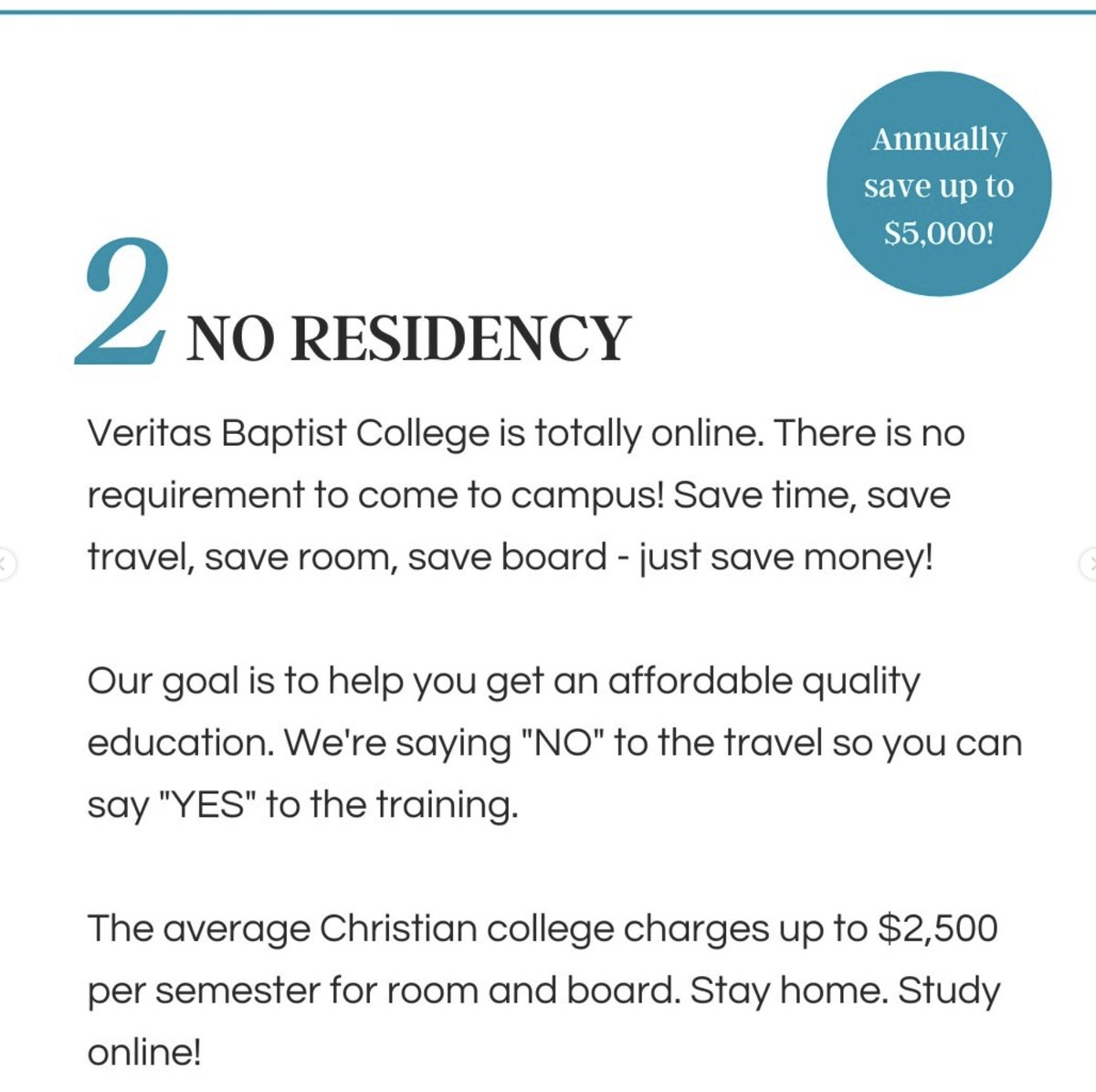 We've said 'NO' to the travel expenses so you could say 'YES' to the training! Save the room and board expenses for something else!

#StudyAtHome #ServeInYourChurch #TruthMatters #VeritasBaptistCollege