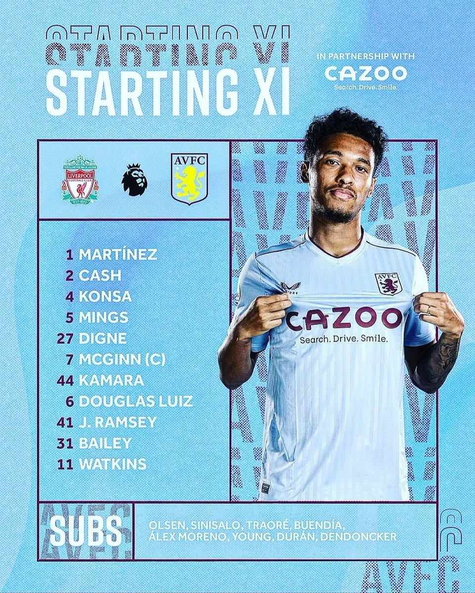 VillaLiveUpdate's tweet photo. Line-ups are in!

Kamara makes his first start since Chelsea away.

Digne starts beyond Moreno.

Cash makes his first start since injury.

No Carlos or Chambers on the bench. That is worrying.

Questionable line-up but I trust Emery.

Thoughts? https://t.co/2dRD3zzBJ6