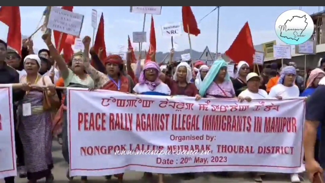 limeetei's tweet photo. @BasuAshis @makesyoucakes @newlinesmag Manipur is against the illigal immigrants and their demographic war against the indigenous tribes ,A rally is peacefully done in Thoubal District, Manipur. #NoKukiSeperateAdministration
#ManipurNotForKuki
#KickOutKukiMillitants 
#NationalSecurityIssue https://t.co/TPtxU1sTdj