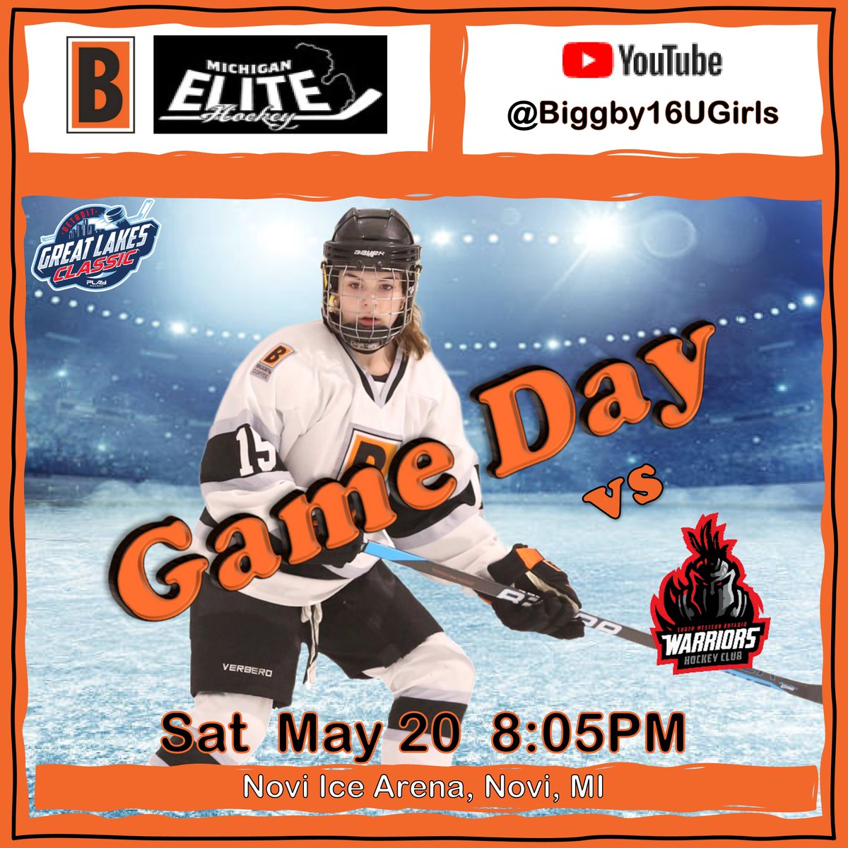 Game 3 of the <a href="/playhockeyna/">PLAY Hockey</a>  Great Lakes Classic has our  <a href="/michigan_elite/">Michigan_Elite_Hockey</a> 19U girls welcoming friends from across the border as the Southwestern Ontario Warriors 19Us visit Michigan.  #rollbeans #team2 #biggbyfamily

Pictured: 15 Lauren Farris (2025/2007)