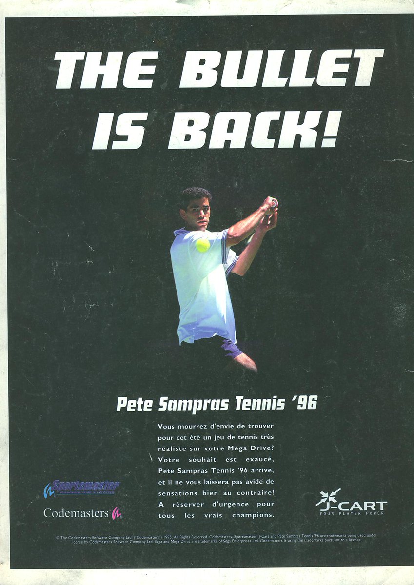 AllmightoFranky's tweet photo. la pub dans les mags JV des #80s #90s,des pubs issues du #MegaForce 17 de mai 93§#KrustysFunHouse sur consoles #SEGA et #Nintendo,du sport avec la gamme #EAsports,du #Capcom et #PeteSamprastennis96 avec la cartouche Jcart (cartouche avec deux ports manettes intégrés) #retrogaming https://t.co/gV3QKSdT8D