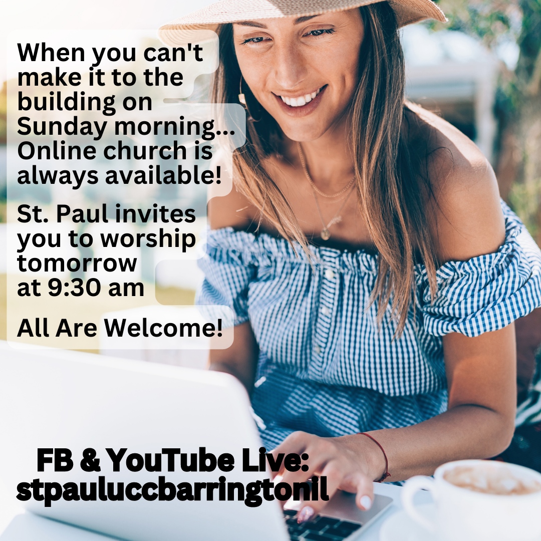 All Are Welcome to gather for Sunday worship! ⁠
Find our live stream at:⁠
FB & YouTube - stpauluccbarringtonil  or ⁠
Website - stpauluccbarrington.org⁠
#gathertogether⁠
#worship ⁠
#inspirittogether⁠