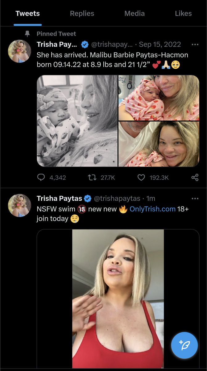 #trishapaytas continues to post NSFW promo underneath photos of her baby. She's since deleted said post (she's done this MULTIPLE times now) but screenshots live forever and I'm sure she'll do it again and again because she never learns.