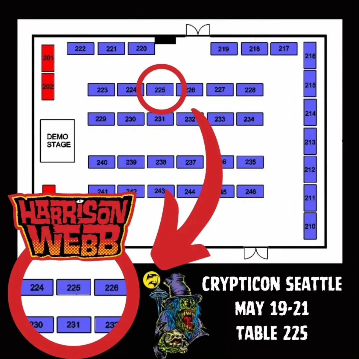 HarrisonWebbArt's tweet image. Good morning (mourning?), @crypticonseattle ! Can't wait to see you all on this, day 2 of my first horror con!

#Crypticon #Crypt23 #CrypticonSeattle #horrorarts #spookyartist #creepyartist #queerartist