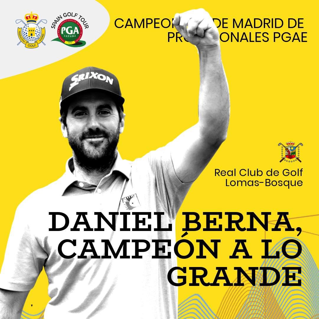 🏆El soriano Dani Berna se ha coronado como campeón del Cto de Madrid de profesionales PGAe en un sábado realmente emocionante en el RCG Lomas-Bosque.

⚔️ Necesitó dos hoyos de desempate para terminar de superar al, hasta ese momento, vigente campeón, Antonio Hortal.¡Enhorabuena!