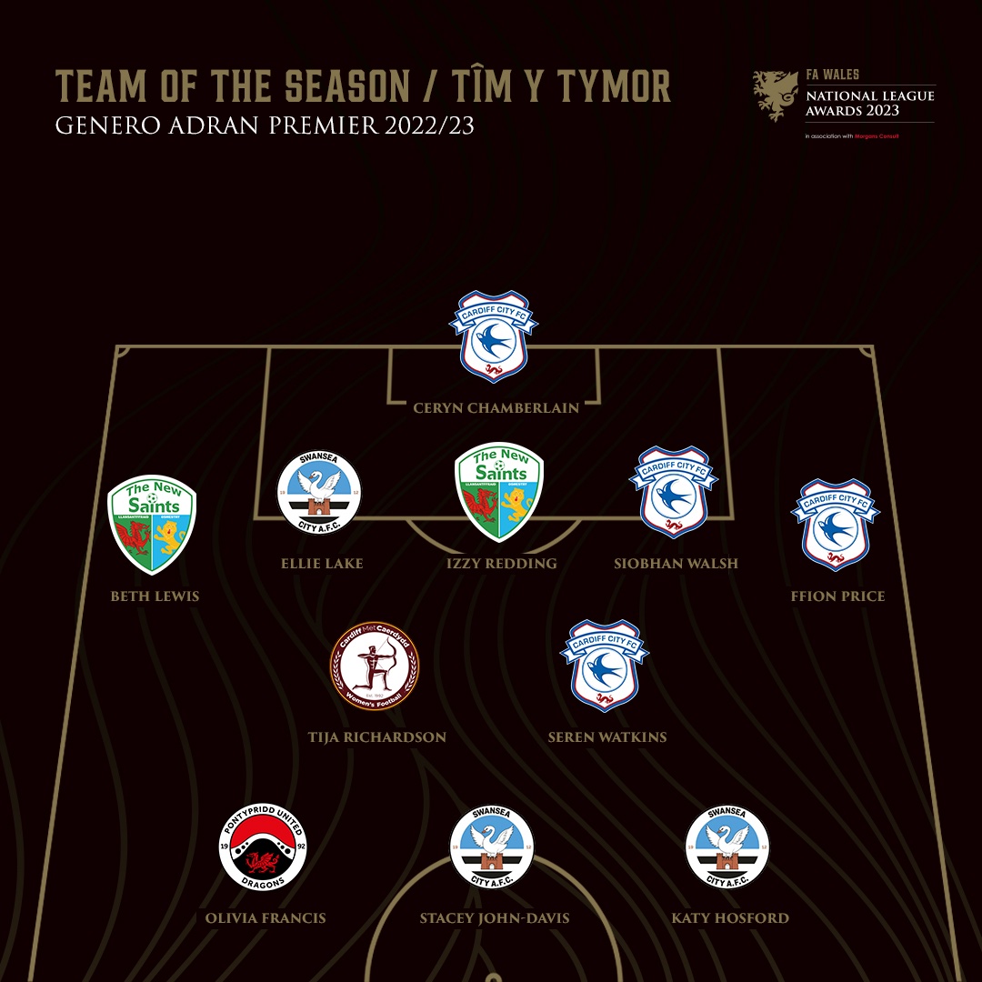 AdranLeagues's tweet photo. ✨ TÎM Y TYMOR ✨

The 2022/23 #GeneroAdranPremier Team of the Season...

#FAWNationalLeagueAwards https://t.co/fc3dZPPHBM