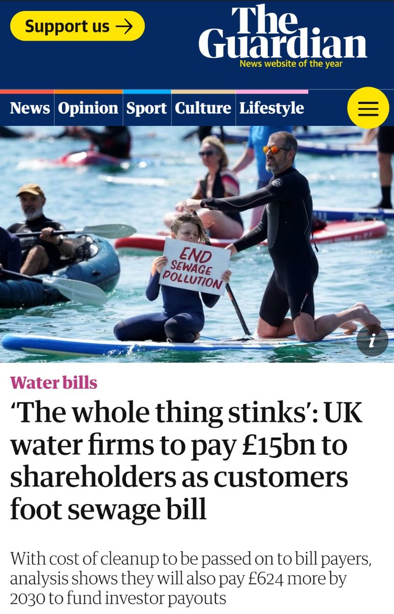 StreetTreck's tweet image. ♻️ The #wholething #stinks’: #UK #waterfirms to #pay £15bn to #shareholders as #Customers foot #sewagebill

#Sewage #StreetTreck🛤️
theguardian.com/money/2023/may…