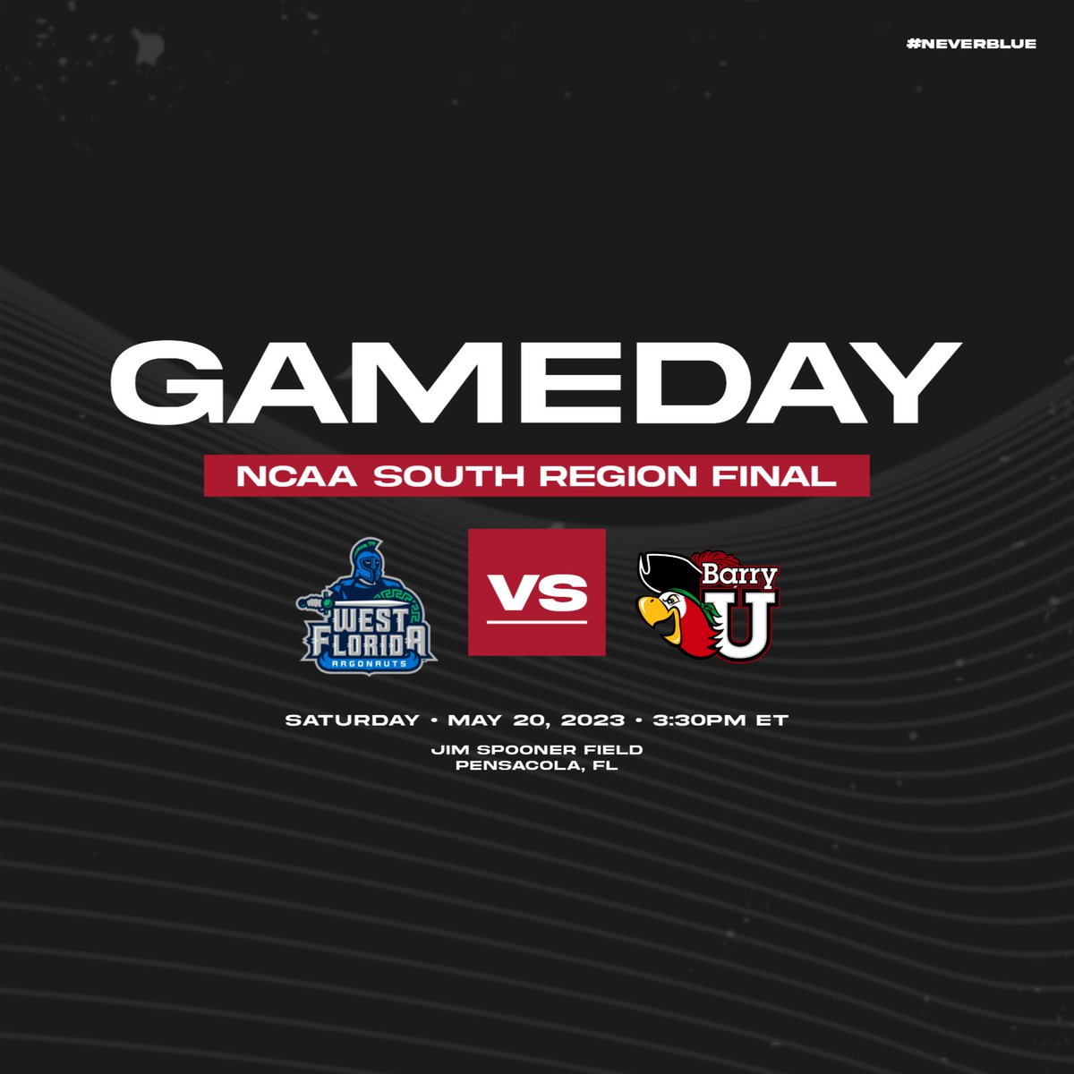 BarryUGolf's tweet photo. Barry takes on 7th-ranked hosts West Florida in the Regional Final at the NCAA South Region Tournament. First pitch - 3:30 ET

Livestats: https://t.co/QKR8D79MpL
Live stream: https://t.co/fRobuVGoes

If Barry wins, they are the champions
If West Florida wins, game 7 tomorrow. https://t.co/ovO6oaFhBv