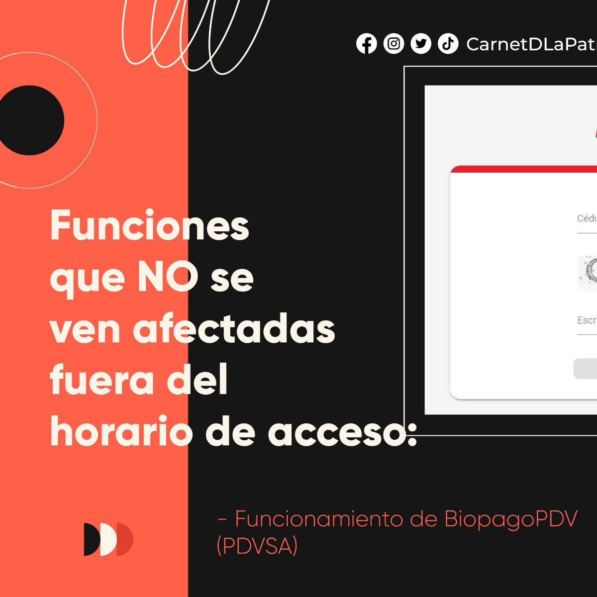 CarnetDLaPatria's tweet photo. #IMPORTANTE Noticias de la  Plataforma. 
El #SistemaPatria informa a nuestros usuarios y usuarias, que continuará las labores de mantenimiento para los días domingo.

Te mostramos las funciones afectadas y no afectadas 👉

#UniónFuerzaYCooperación #20May https://t.co/qBGMSZ7fkj