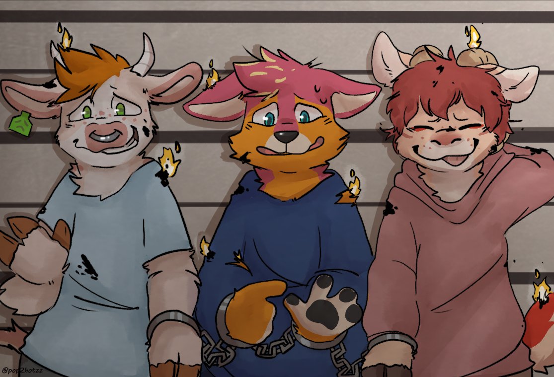 Special custom version of a trio crime ych 
some crime takes a whole team to pull off!