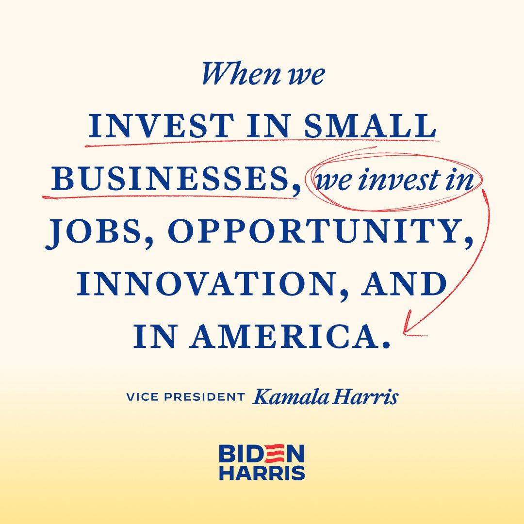 Support for small businesses by Kamala Harris