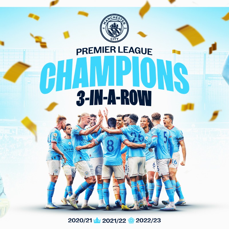 ManCity's tweet photo. 3️⃣-IN-A-ROW! 🏆

Tap to read 👇