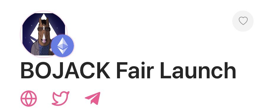 $BOJACK ( ETH ) fairlaunch presale is live on pinksale ✨ 

SOFTCAP ALREADY SMASHED 💥 
TRENDING ON PINKSALE 🚀 

 pinksale.finance/launchpad/0x50…