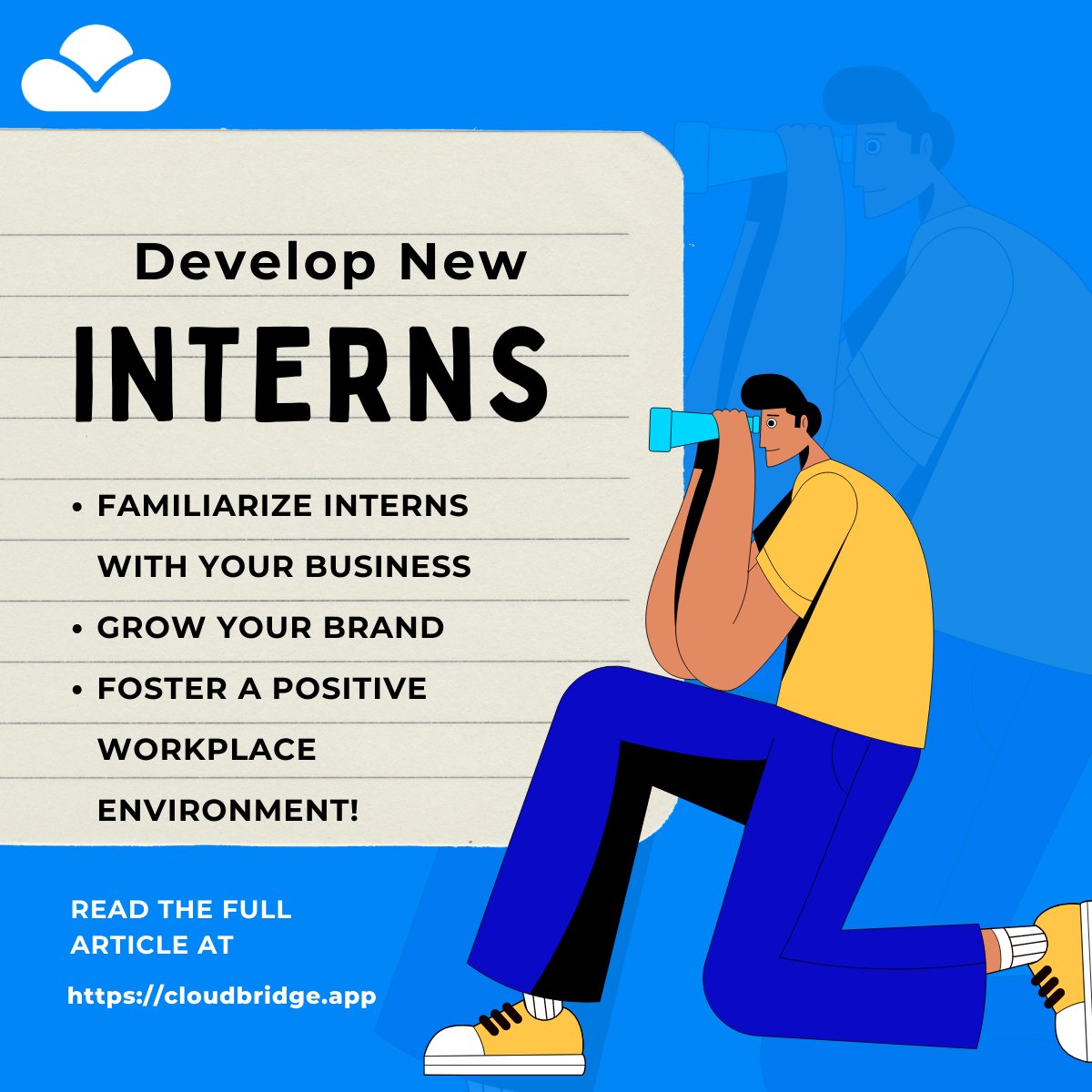 cloudbridgeapp's tweet photo. #114 – How To Set Up An #Internship At Your 
Check out the full article by clicking the link! https://t.co/1z1nLUQzvV #Experience #CloudBridge #automation https://t.co/2mHVqdDXhi