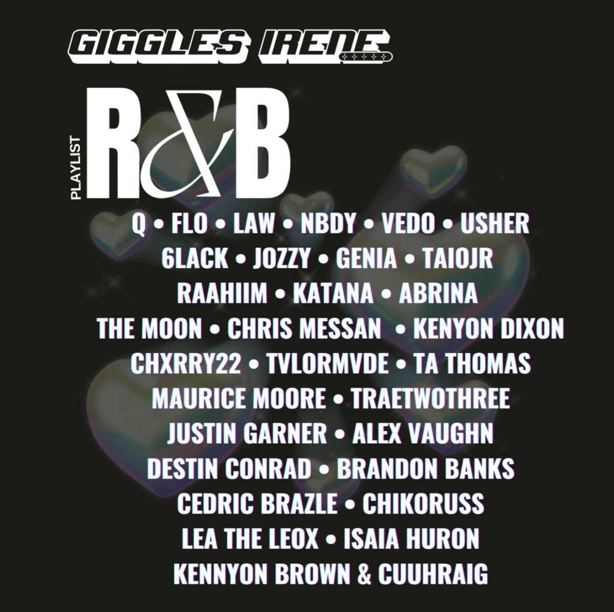 R&amp;B playlist has been updated on Apple Music &amp; Spotify with tracks from <a href="/geniawashere/">GENIA</a> <a href="/taiojr/">Taiojr</a> <a href="/Tvlormvde/">(tay-lor-made)</a> <a href="/alexvaughn/">ALEX VAUGHN</a> @ilyKATANA <a href="/Chxrry2you/">Chxrry</a> + MORE!

Apple Music: apple.co/3vYGj1s
Spotify: spoti.fi/3pgbaTr