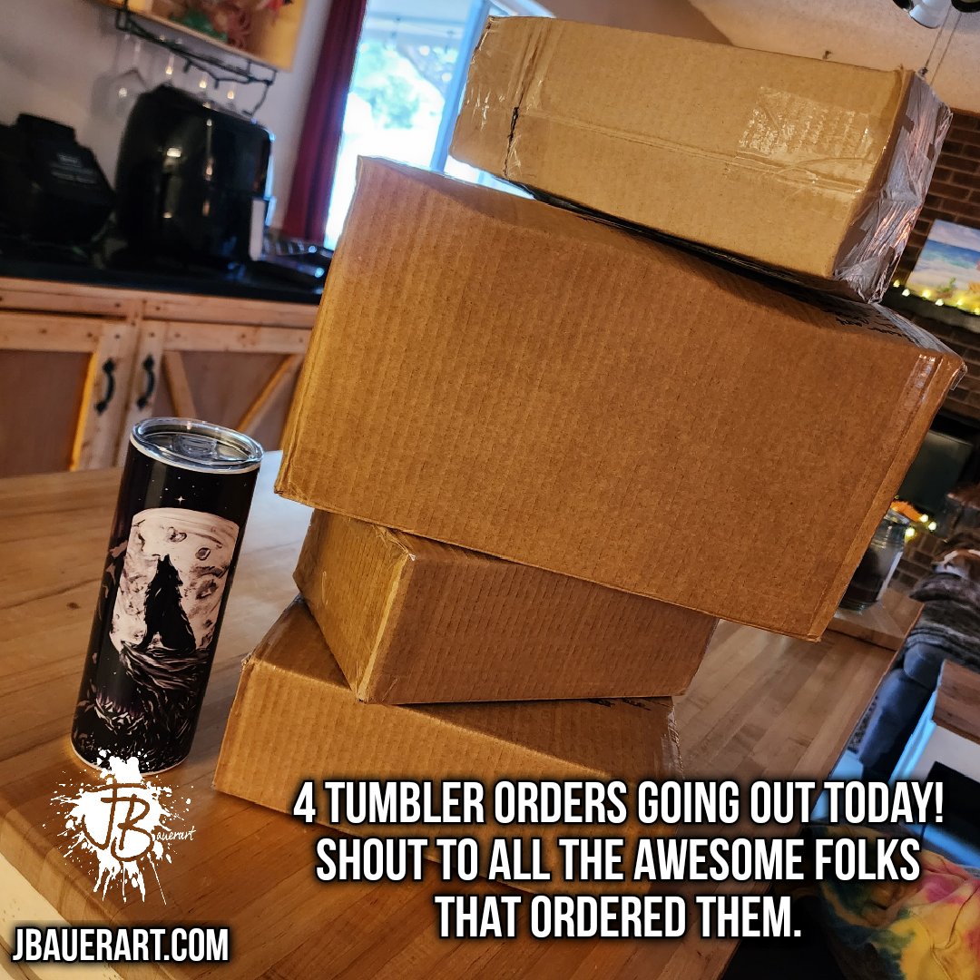I think the #tumblers are popular!
Orders heading to Florida, North Carolina, Alabama, and even Alaska!! You guys have no idea how much this means to me. Thank you!

#JBauerart #art #artist #Tumbler #create #shipping #sold #create #supportlocal #supportlocalartists #thankful