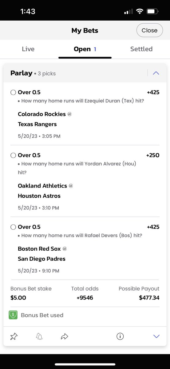 WallStPicks's tweet photo. Here’s a VIP member of discords free HR parlay 

Leave a like if tailing❤️ 
#GamblingTwitter #bettingpicks #parlay https://t.co/eLpnwcWQTH