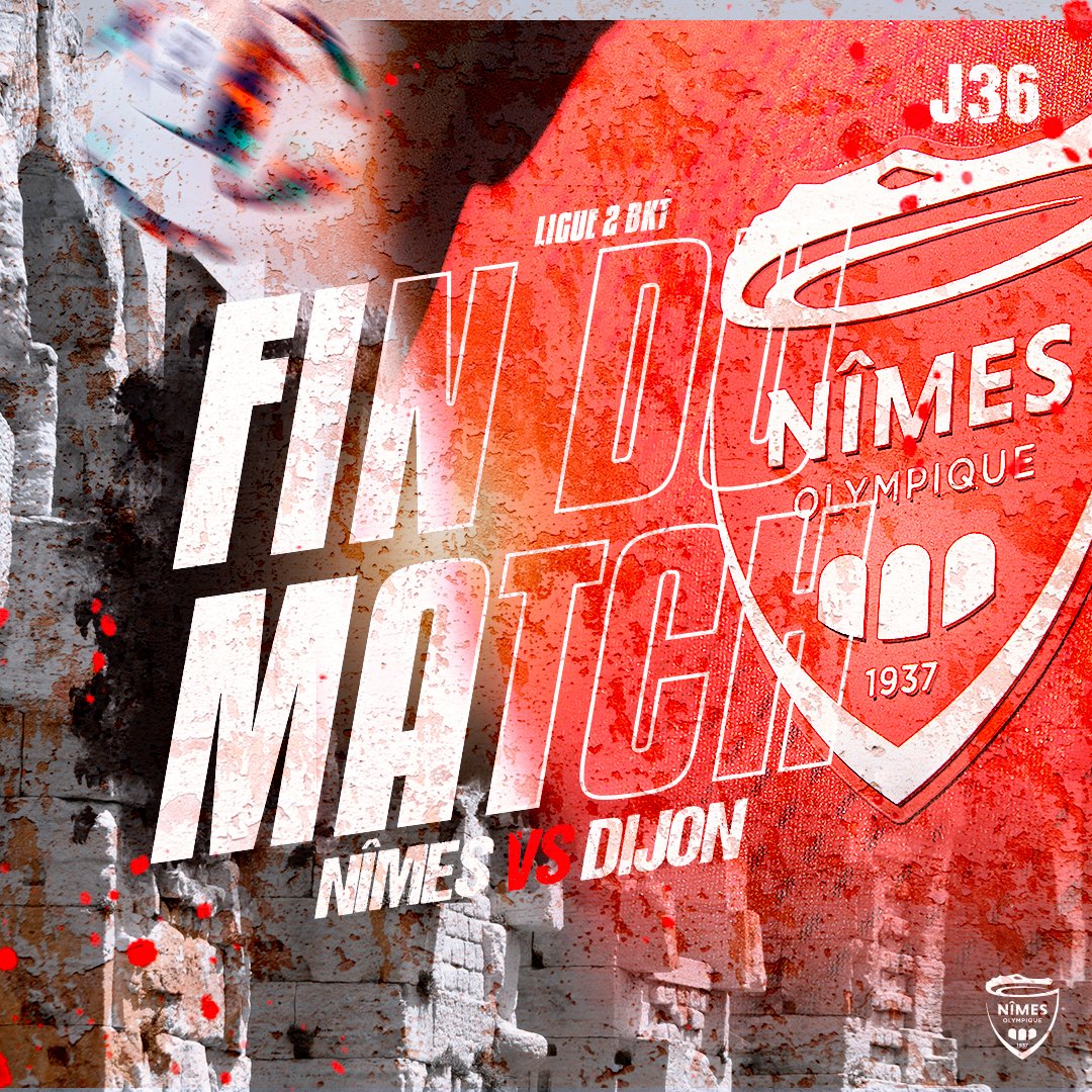 nimesolympique's tweet image. C'est terminé. Les Crocos s'inclinent 2 buts à 1 face au Dijon FCO.