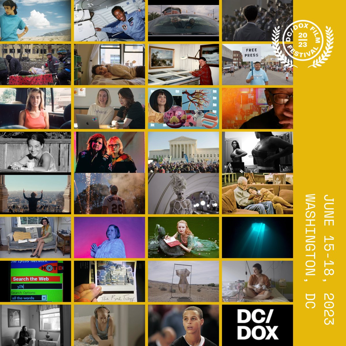dcdoxfest's tweet photo. 💫 DC/DOX full film program has arrived and it's packed with 31 features &amp; 21 shorts from 8 different countries + 4 world premieres!  Get your ticket or grab an all-access pass to make the most of the festival! Join us in Washington, DC | June 15-18 https://t.co/qooN8hy8T8 https://t.co/5Y9XVbwmfE