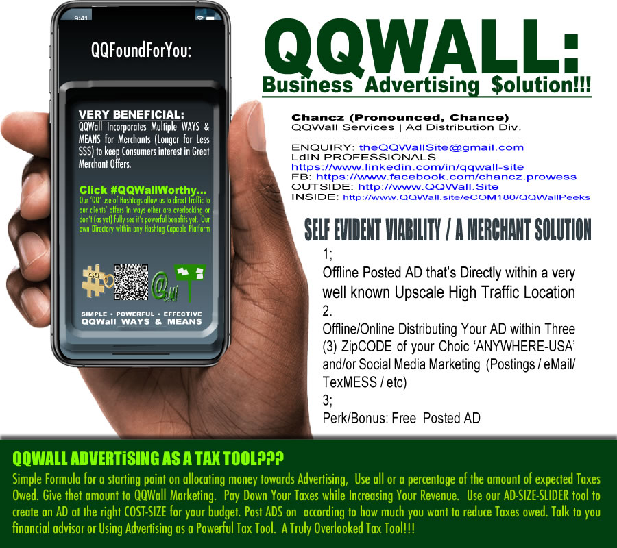 #QQWallCommunityServices 

NOTES TO MYSELF (About QQWall)
CLICK: QQWall.Site
____
#CEO #Founder #Owner #Boss #Executive #entrepreneur #business #marketing #promotions #advertising | #Retail #retailers #Sales #money | #HairSalons #Salons #childcare #seniorcare