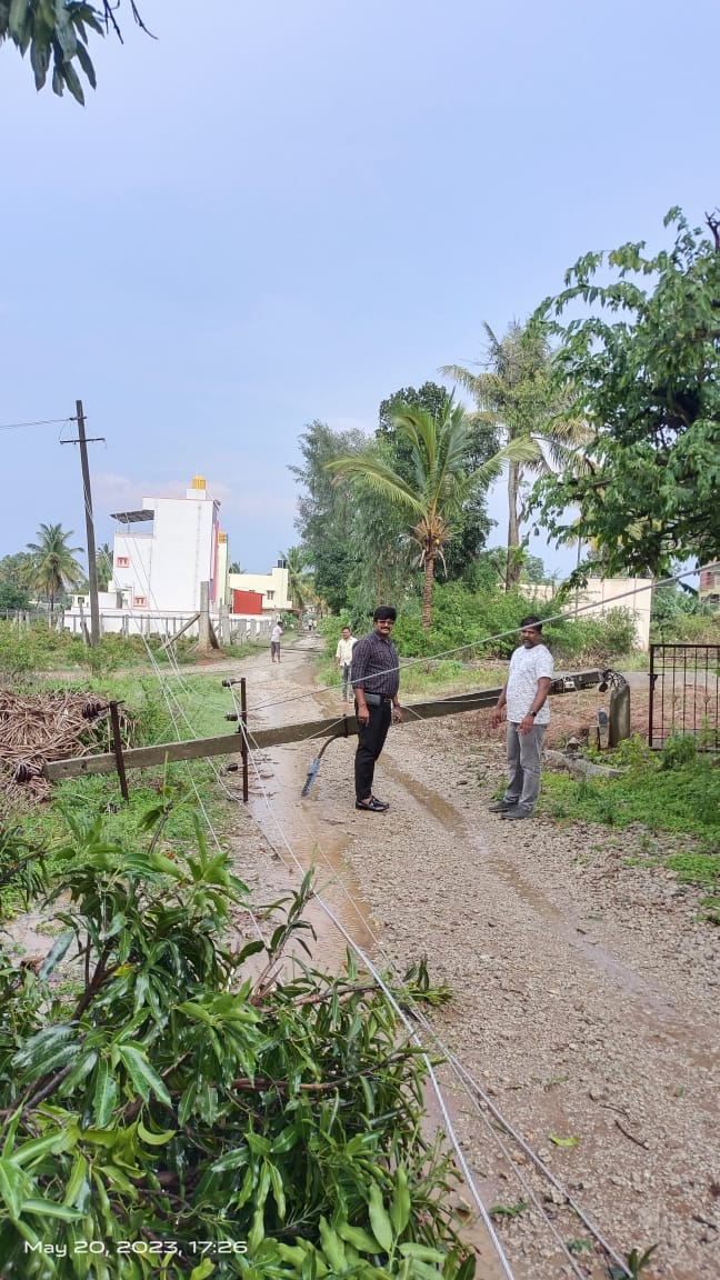 Due to heavy wind and rain, trees are uprooted and many poles are damaged in N9 Subdivision area. Power supply restoration work is in progress.