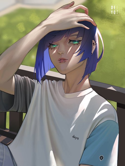 「blue hair contemporary」 illustration images(Latest)