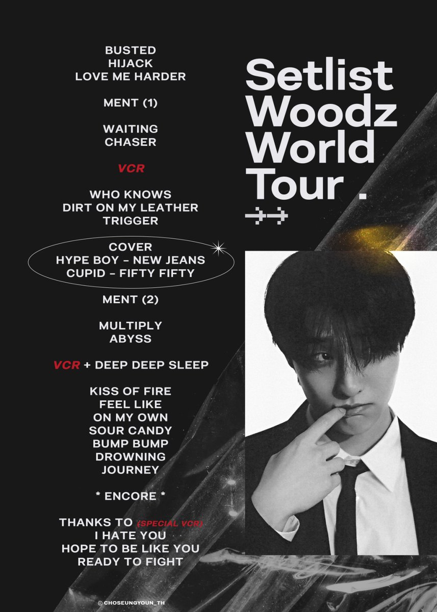 [SETLIST] 2023 WOODZ World Tour [OO-LI] in Seoul 

เรามาเตรียมตัวไปคอนเสิร์ตของซึงยอนกับเพลย์ลิสต์จากงานวันนี้กันนะคะ 

อีกไม่นานจะได้เจอกันแล้วล่ะ 

มาซ้อมร้องเพลงกันก่อนน้า 

▶️ youtube.com/playlist?list=…