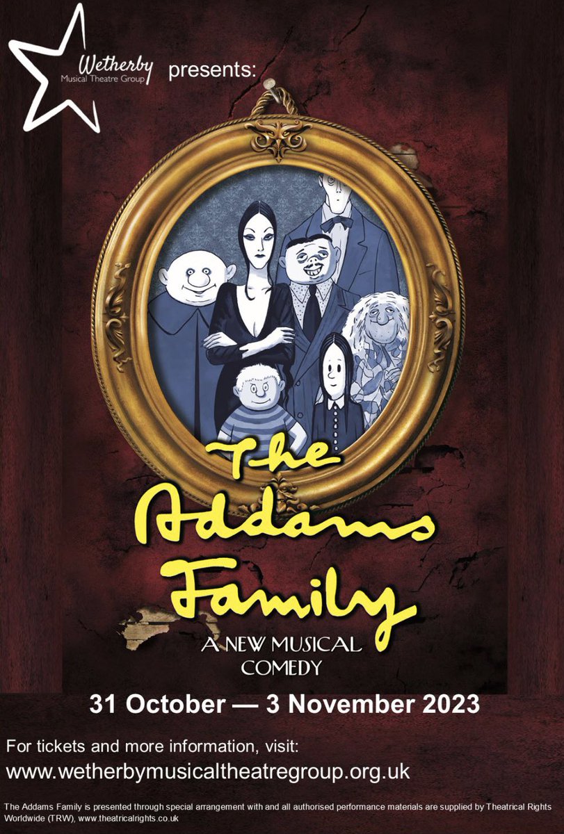 wetherbymtg's tweet photo. We’re incredibly excited to announce our next show will be The Addams Family musical! 

Performing 31 Oct - 3 November!!! https://t.co/WPZxu7oyiW